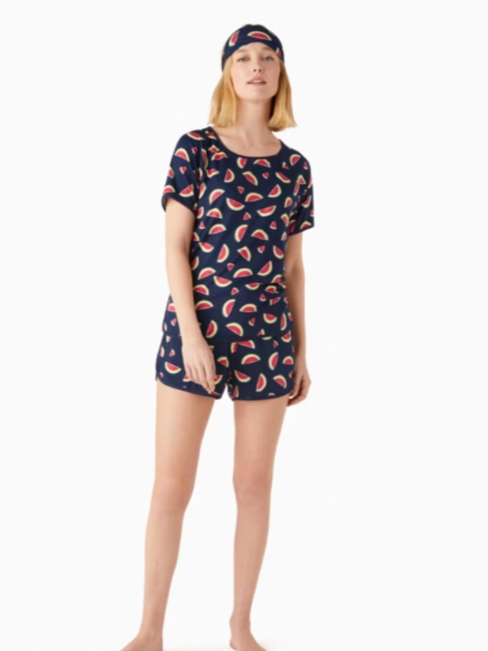 Kate Spade Watermelon Two Piece Pajama Set Size Large Jersey Knit Cozy Travel